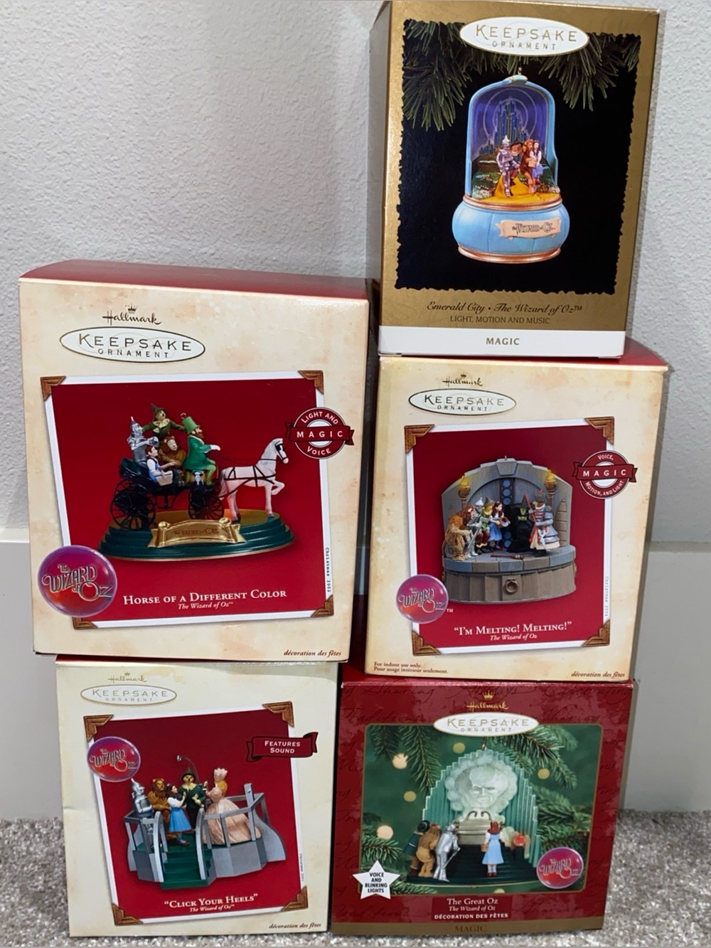 The Wizard Of Oz Vintage Hallmark Keepsake Bundle Of Five Ornaments New In Box